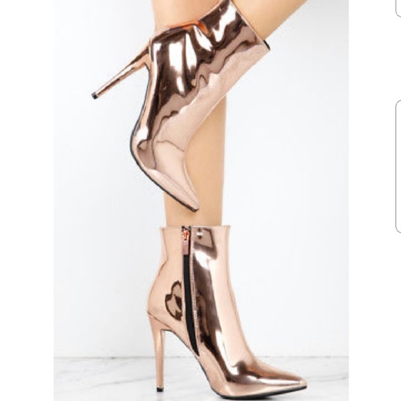 rose gold metallic booties